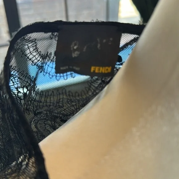 🎉HP🎉EUC Fendi Lace Button Front Blouse with Wrap Sleeve Detail - Picture 9 of 10